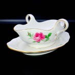 Meissen - Large Gravy Boat with Stand - Red Rose Pattern -, Antiek en Kunst, Antiek | Meubels | Tafels