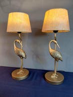 Tafellamp met beeldje (2) - Schemerlampen - Vogel - Metaal,, Antiek en Kunst