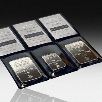 250 grams - 2 x 100g + 1 x 50 g - Zilver .999 - Albino, Postzegels en Munten