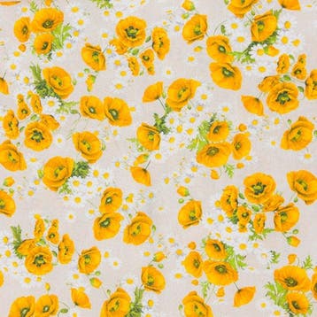 BA201 - Stof Gele papavers en margrieten – Country Chic -
