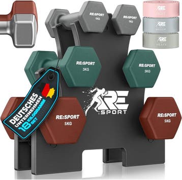 Dumbells set - Gewichten set - Halterset - 18 kg - RE:SPORT, Verzenden, Zo goed als nieuw