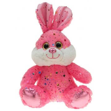 Roze paashaas knuffel met sterretjes - pluche - 25 cm, Verzenden, Nieuw