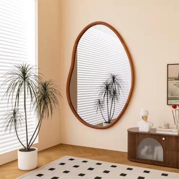 Houten Decor Spiegel met Onregelmatig Frame voor Woonkamer, Verzenden, Nieuw
