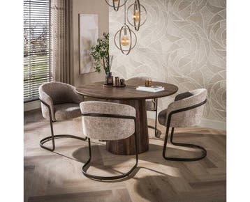 Eettafel Jade rond acaciahout Ø130x77 cm - Bruin - Japandi, Ophalen of Verzenden, Nieuw