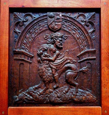 Paneel - Eik - Fragment van een kerkbank, Antiek en Kunst