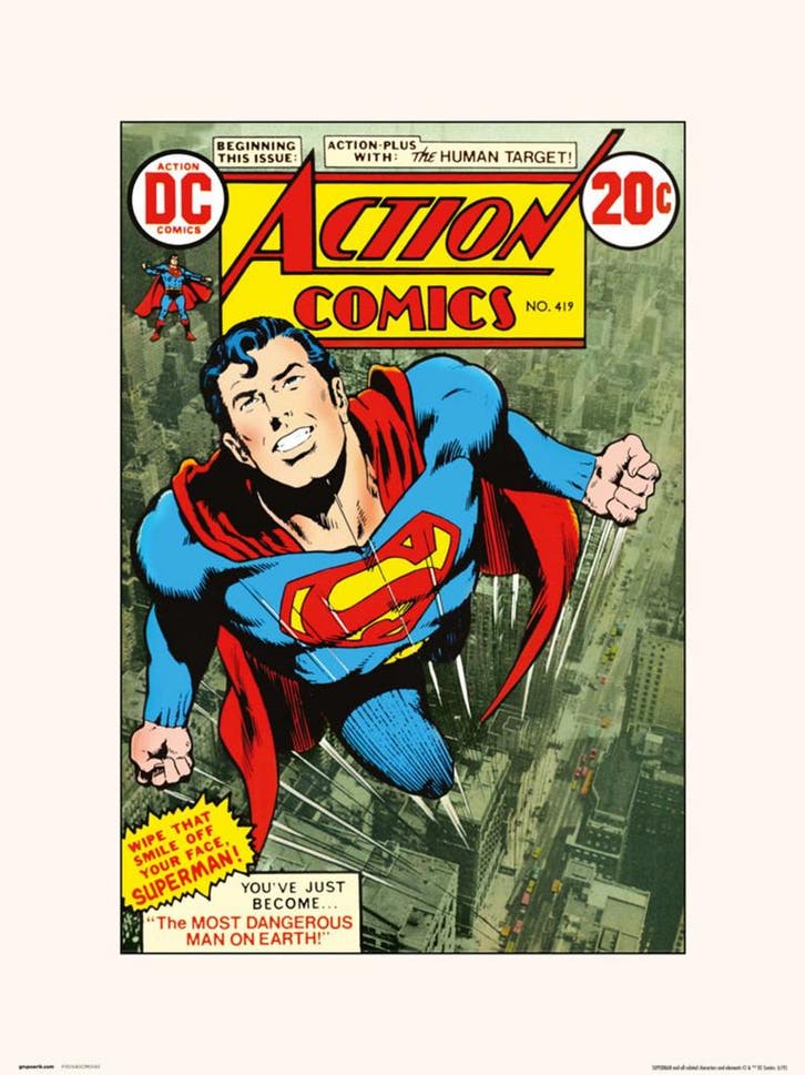 Kunstdruk DC Comics - Action Comics 419 30x40cm, Huis en Inrichting, Woonaccessoires | Schilderijen, Tekeningen en Foto's, Nieuw
