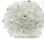Pomander foamroosbal Wit 14 cm met diamantjes, Ophalen of Verzenden, Nieuw
