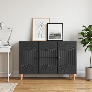 vidaXL TV-kast met lade Zwart 89 x 34,5 x 60 cm Bewerkt hout, Huis en Inrichting, Minder dan 50 cm, Verzenden, Nieuw, Minder dan 100 cm