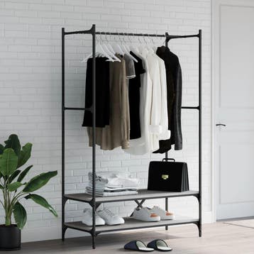 vidaXL Kledingrek met schappen bewerkt hout grijs sonoma, Kleding | Dames, Verzenden, Nieuw