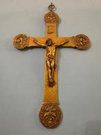 Crucifix - Verguld brons - 1850-1900 - Volledige,, Antiek en Kunst