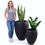 Dahlia bloempot -  set van 2 - bruin -  Ø67 en Ø46 cm, Verzenden, Nieuw, Hout, Tuin