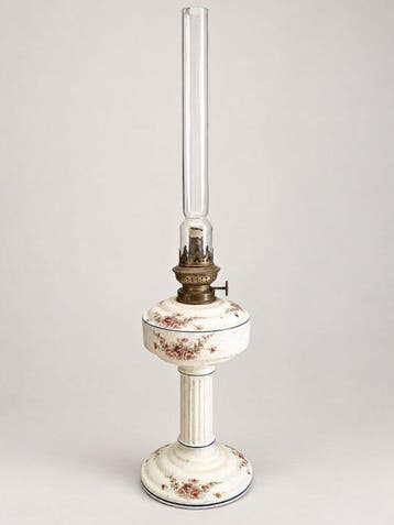 Petroleumlamp - Keramiek, Kristal, Messing - kerosinelamp, Antiek en Kunst