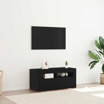 vidaXL TV-kast 90 x 35 x 40 cm Zwart Eiken Bewerkt hout, Huis en Inrichting, Kasten | Televisiemeubels, Minder dan 50 cm, Verzenden