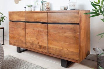Massief houten dressoir MAMMUT 160 cm metalen boomrand met, Ophalen of Verzenden, Nieuw
