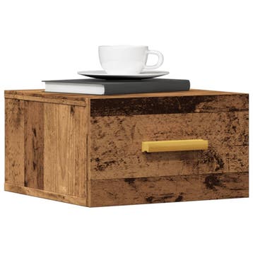 vidaXL Nachtkastjes 2 st wandgemonteerd 35x35x20 cm oud, Verzenden, Nieuw, Hout