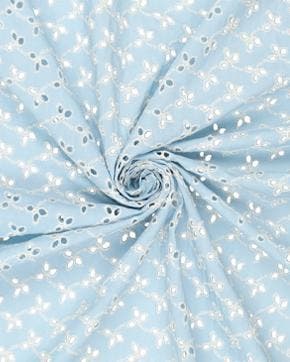 Broderie Katoen Gaten Licht Blauw, Nieuw, Blauw