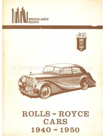 ROLLS-ROYCE CARS 1940 - 1950 (BROOKLANDS), Nieuw, Author