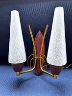 Lamp - Dubbellamps - Glas, glas en teakhout - Scandinavisch