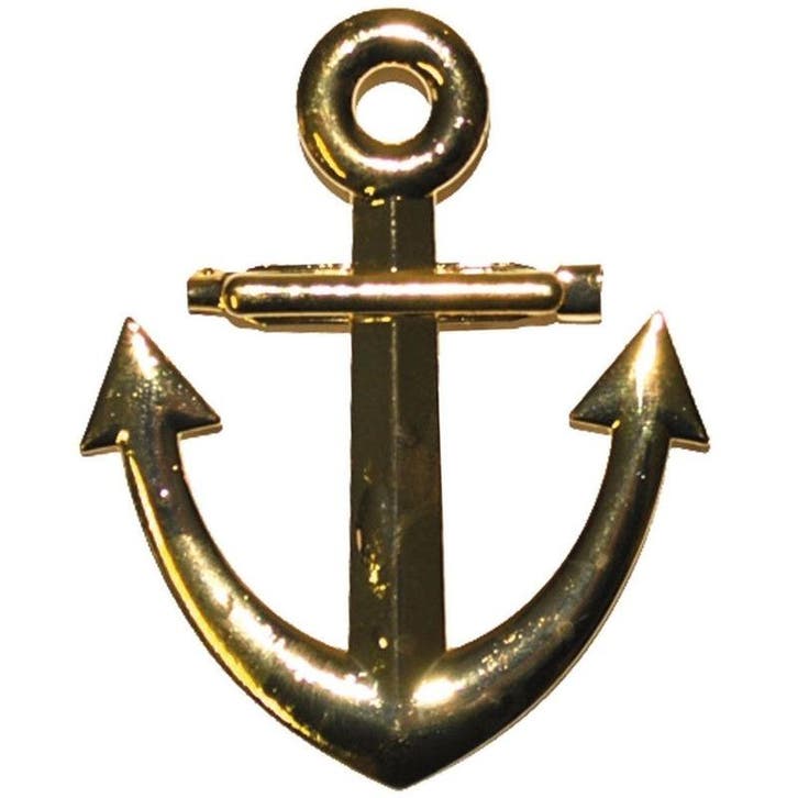 Gouden carnaval verkleed broche speld maritiem anker van 7.., Hobby en Vrije tijd, Feestartikelen, Ophalen of Verzenden