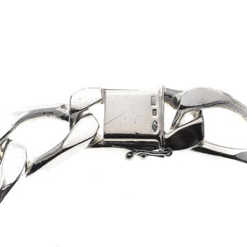 Robuuste zilveren gourmetschakel armband (Schakelarmband), Ophalen of Verzenden, Gebruikt, Zilver, Zilver