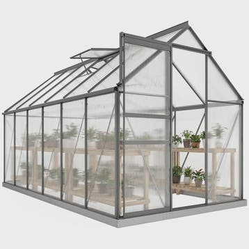 Outsunny Polycarbonaat Aluminium Tuinkas met Fundering - Sch, Verzenden, Nieuw
