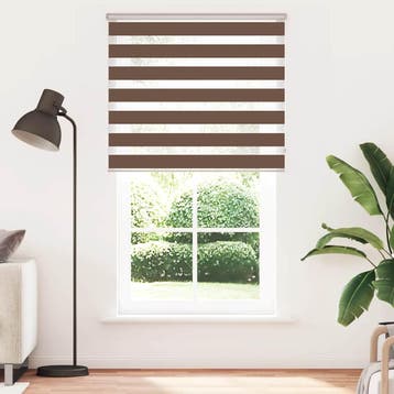 vidaXL Zebra rolgordijn 135x230 cm stofbreedte 130,9cm, Verzenden, Nieuw, Bruin