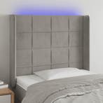 vidaXL Hoofdbord LED 83x16x118/128 cm fluweel lichtgrijs, Verzenden, Nieuw, Grijs, Stof