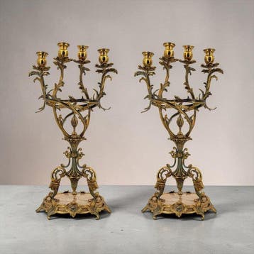 Kandelaber Lodewijk XVI - Brons, Marmer, Antiek en Kunst