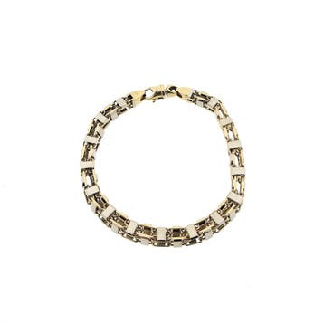 Bicolor gouden magnumschakel armband (Schakelarmband), Sieraden, Tassen en Uiterlijk, Armbanden, Ophalen of Verzenden, Gebruikt
