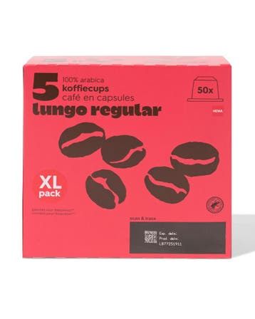HEMA Koffiecups lungo regular - 50 stuks, Verzenden, Nieuw