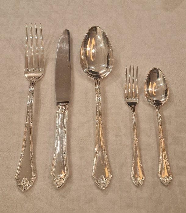 Meneses - Bestekset voor 12 personen (64) - Verzilverd, Antiek en Kunst, Antiek | Meubels | Tafels