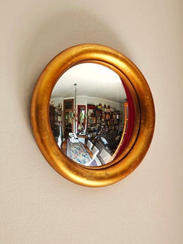 Wandspiegel- Heksenoog / Butler - Glas, Hars - Gouden bolle, Nieuw