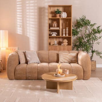 50% Korting: 3-zitsbank Luca chenille peach, Ophalen, Zo goed als nieuw, Scandinavisch