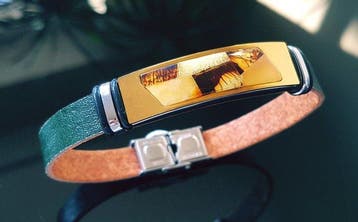 Amber Lederen armband met Baltisch amber mozaïek – voor
