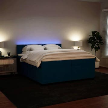 vidaXL Boxspring met matras fluweel blauw 200x200 cm, Huis en Inrichting, Slaapkamer | Bedden, Overige maten, 200 cm, Stof, Verzenden