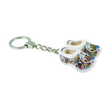 Sleutelhanger met 2 klompjes van 4 cm Wit Multi, Ophalen of Verzenden, Nieuw