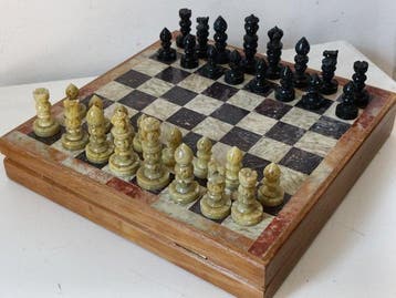 Schaakspel - Hout en Marmer