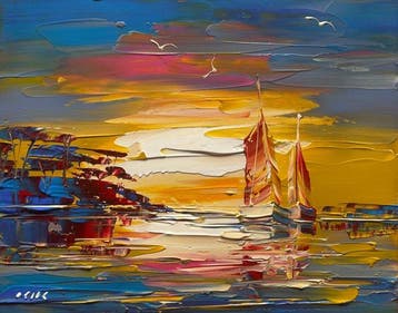 Janusz Kik (1956) - Bateaux Dans La Baie