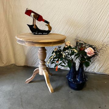 Ronde bijzettafel / wijntafel - 60 cm - Teakhout - TTM Wonen, Rond, Nieuw, Landelijk, 60 cm of meer
