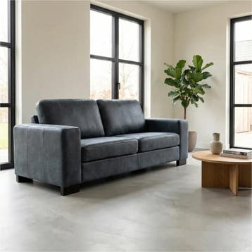 Leren bank Enjoy - 2,5 zits - Kenia Denim (blauw) - Poten, Huis en Inrichting, Nieuw, Ophalen of Verzenden, Modern, 200 tot 250 cm