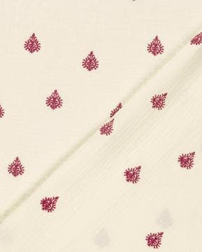 Mousseline Geborduurd Ornamenten Gebroken Wit, Nieuw, Wit