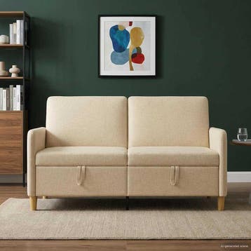 vidaXL Bank met opslag Crèmekleurig 152 x 78 x 87 cm, Huis en Inrichting, Banken | Bankstellen, Verzenden, Nieuw, Kunststof, Minder dan 150 cm