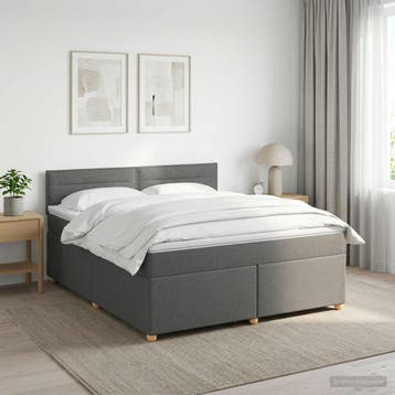 vidaXL Boxspringbed met matras Donkergrijs 140 x 200 cm Stof, Verzenden, Nieuw