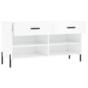 vidaXL Schoenenbank 102x35x55 cm bewerkt hout hoogglans wit, Verzenden, Nieuw
