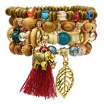 Fako Bijoux - Armband Set - Boho - Bohemian - Olifant - Rood, Verzenden, Nieuw
