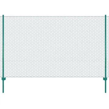 vidaXL Draadgaashek met palen 25x2 m staal groen, Verzenden, Nieuw, IJzer, 2 meter of meer