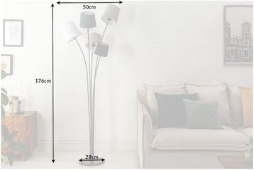 Vloerlamp LEVELS 176 cm 5 linnen lampenkappen zwart grijs, Ophalen of Verzenden, Nieuw