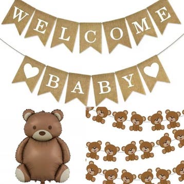 Slinger Welcome Baby met 2 beertjes, Ophalen of Verzenden, Nieuw, Versiering, Geboorte of Huwelijk