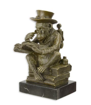 EEN BRONZEN STEAMPUNK SCULPTUUR VAN DE DARWIN AAP, Verzenden, Nieuw
