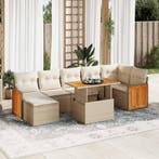 vidaXL 8-delige Loungeset met kussens poly rattan acacia, Verzenden, Nieuw, Loungeset
